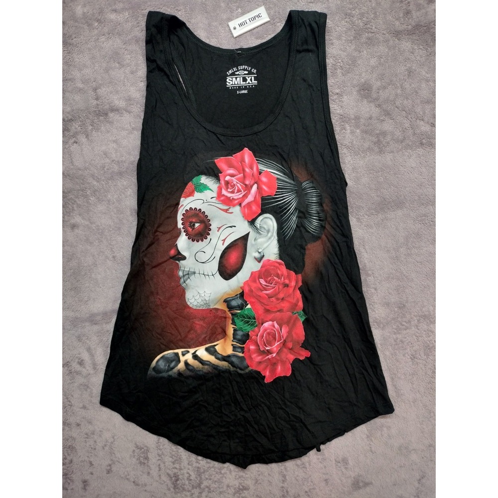 Hot topic tank top XL Day of the Dead graphic print racerback USA NEW